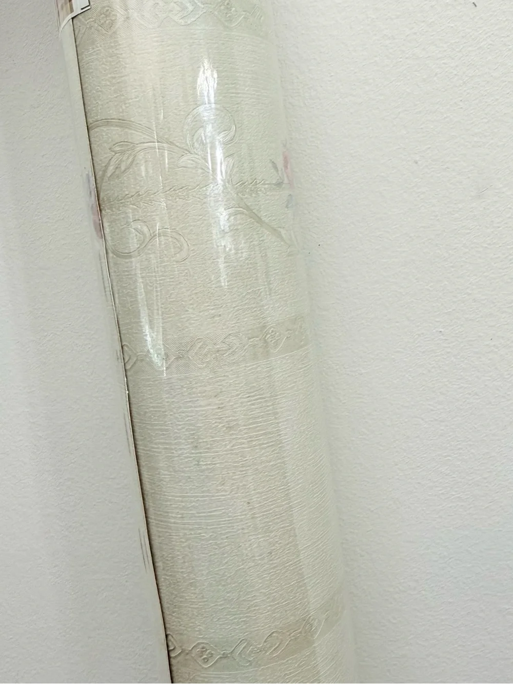Emiliana Parati VTG Italian Vinyl Wallpaper Floral Pre-Pasted Beige Pink 11 Yd